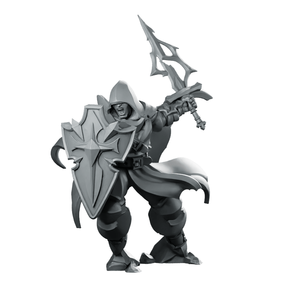 Paladin Hooded Miniature Dark Armored Knight Warrior - CastNPlay - We Print Miniatures