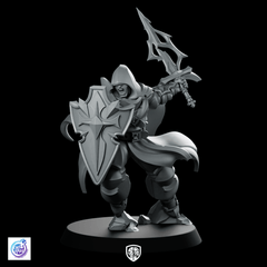 Paladin Hooded Miniature Dark Armored Knight Warrior - CastNPlay - We Print Miniatures