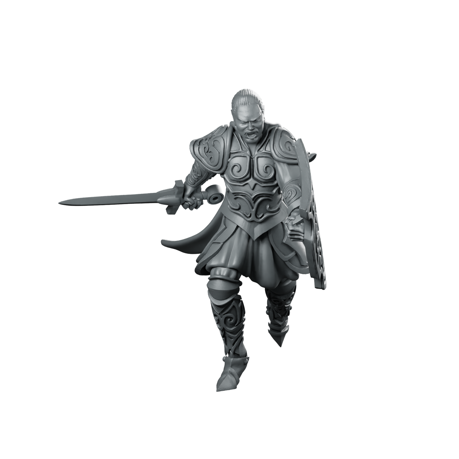 Paladin Man Miniature Sword Shield Warrior Miniature 360 Spin 01