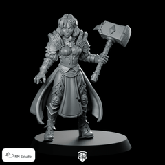 Paladin Maryka Fantasy Miniature Female Armored Warrior Hero - RN Estudio - We Print Miniatures