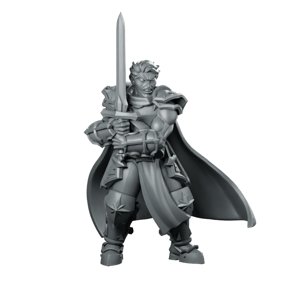 Paladin Stance Miniature Armoured Sword Champion Hero - CastNPlay - We Print Miniatures