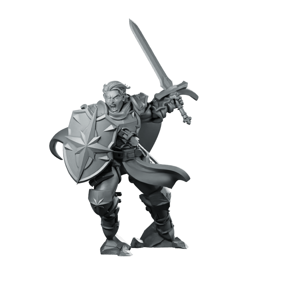 Paladin Thrusting Miniature Sword Shield Armored Warrior - CastNPlay - We Print Miniatures