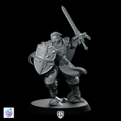 Paladin Thrusting Miniature Sword Shield Armored Warrior - CastNPlay - We Print Miniatures