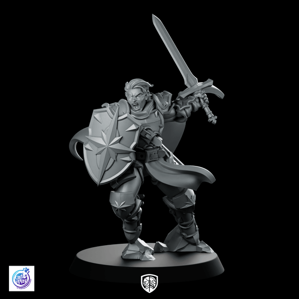 Paladin Thrusting Miniature Sword Shield Armored Warrior - CastNPlay - We Print Miniatures