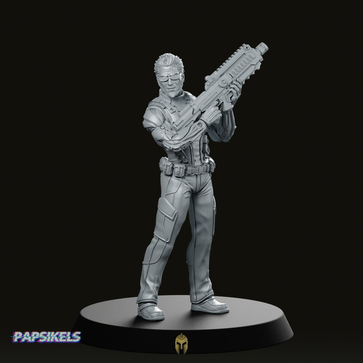 Papz Industries Cybernetic Chief Security 1 Miniature -Papsikels Miniatures - We Print Miniatures