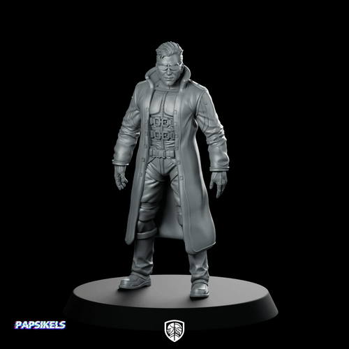 Papz Industries Nano Augmented Agent 1 Miniature Cyberpunk - Papsikels Miniatures - We Print Miniatures