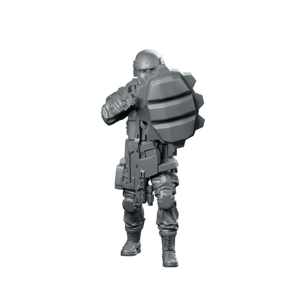Papz Industries Specops Operator 1 Miniature Sci - Fi Shield - Papsikels Miniatures - We Print Miniatures