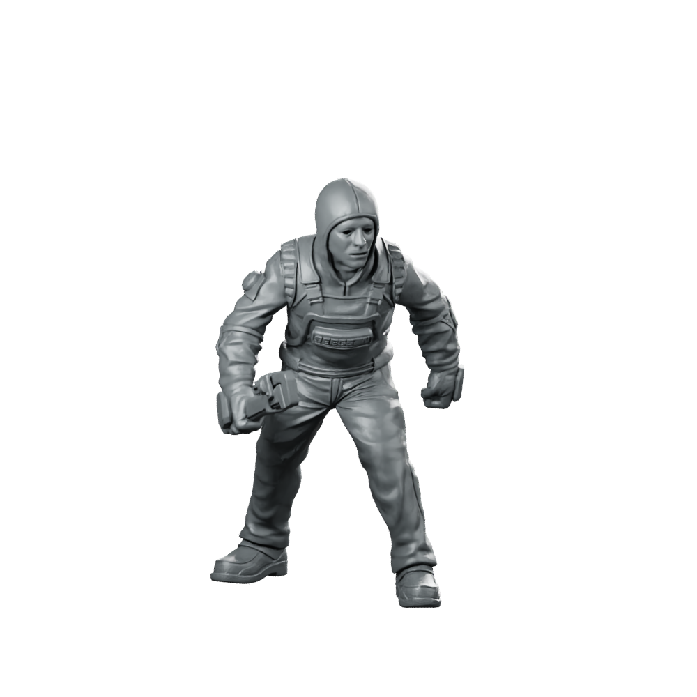 Papz Industries Working Bro 02 Miniature Cyberpunk Operative Miniature 360 Spin 01