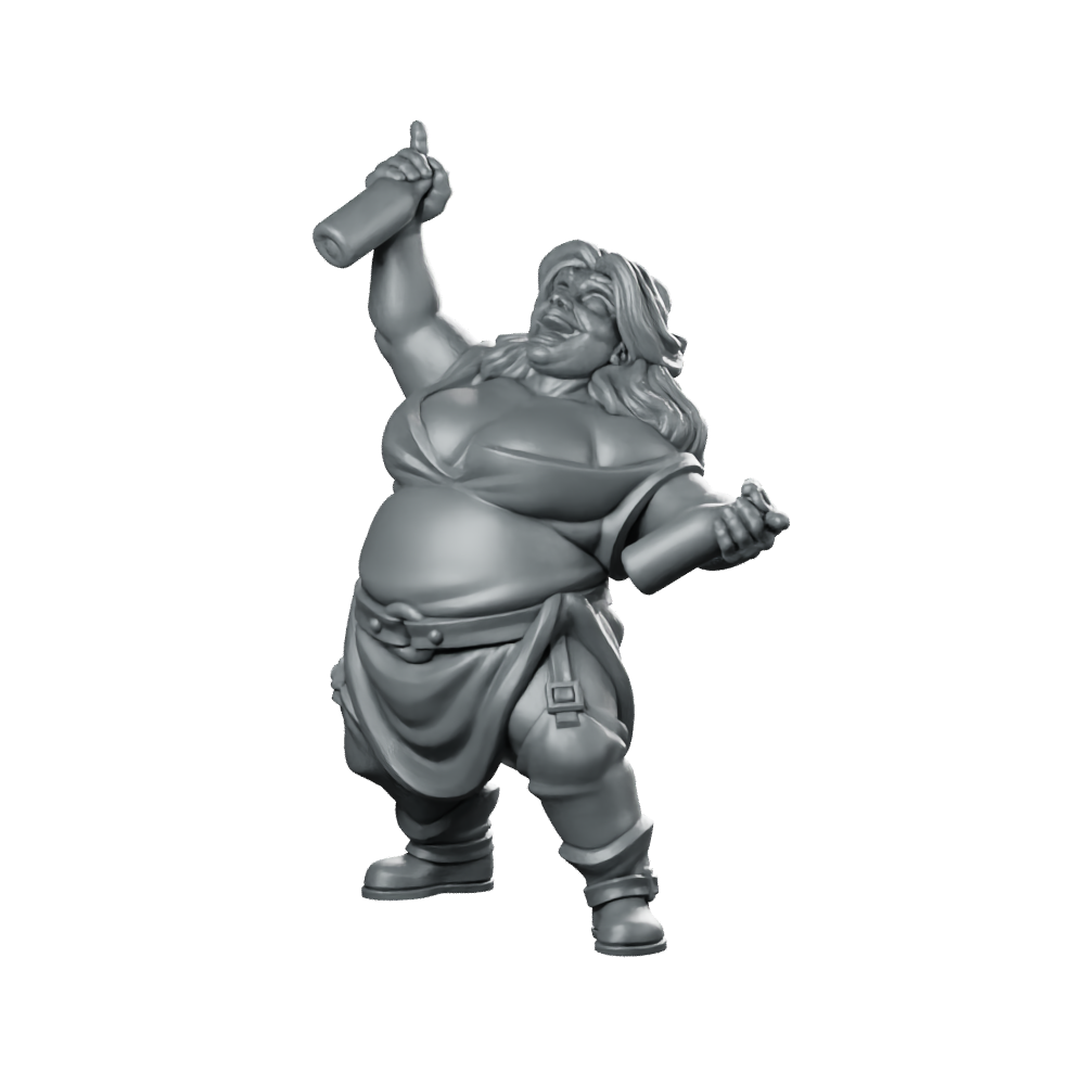 Party Lady Fantasy Miniature Tavern NPC Resin Miniature 360 Spin 01