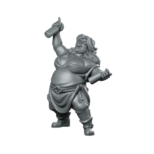 Party Lady Fantasy Miniature Tavern NPC Resin Miniature 360 Spin 01