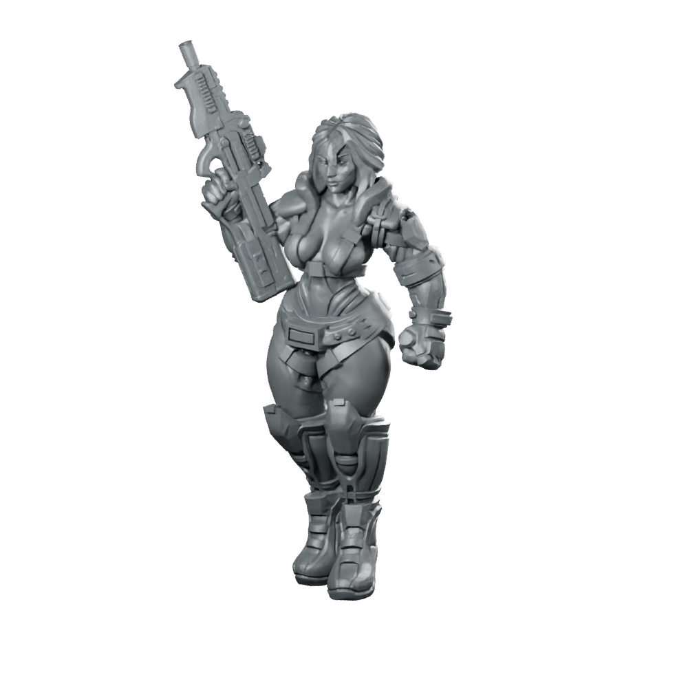 Liezel Kurosawa Cyberpunk Miniature Sci-Fi Female Hero Miniature 360 Spin 01