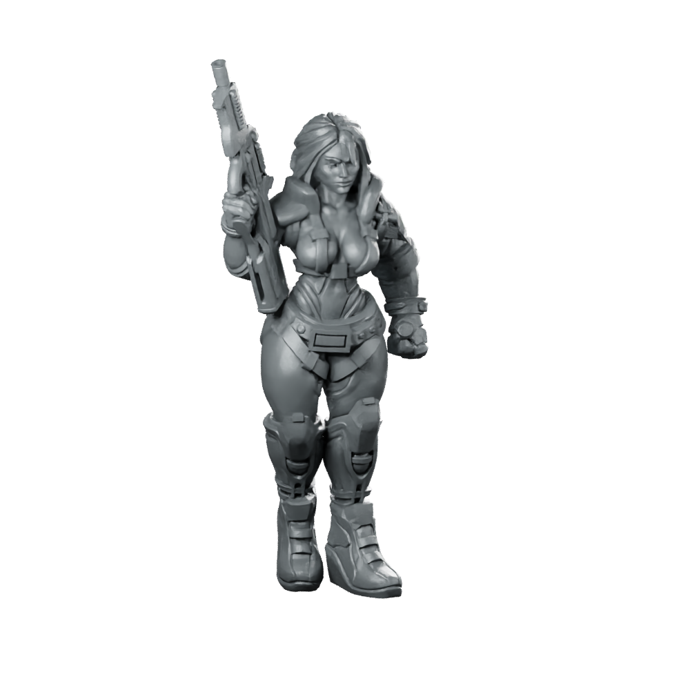 Liezel Kurosawa Cyberpunk Miniature Sci-Fi Female Hero Miniature 360 Spin 02
