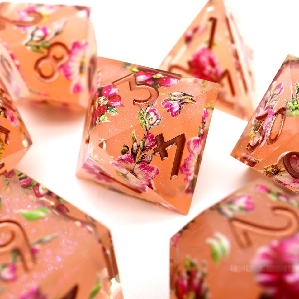 Peach Tea | Art Core Dice| 7 Piece Set - Tabletop Dominion - We Print Miniatures