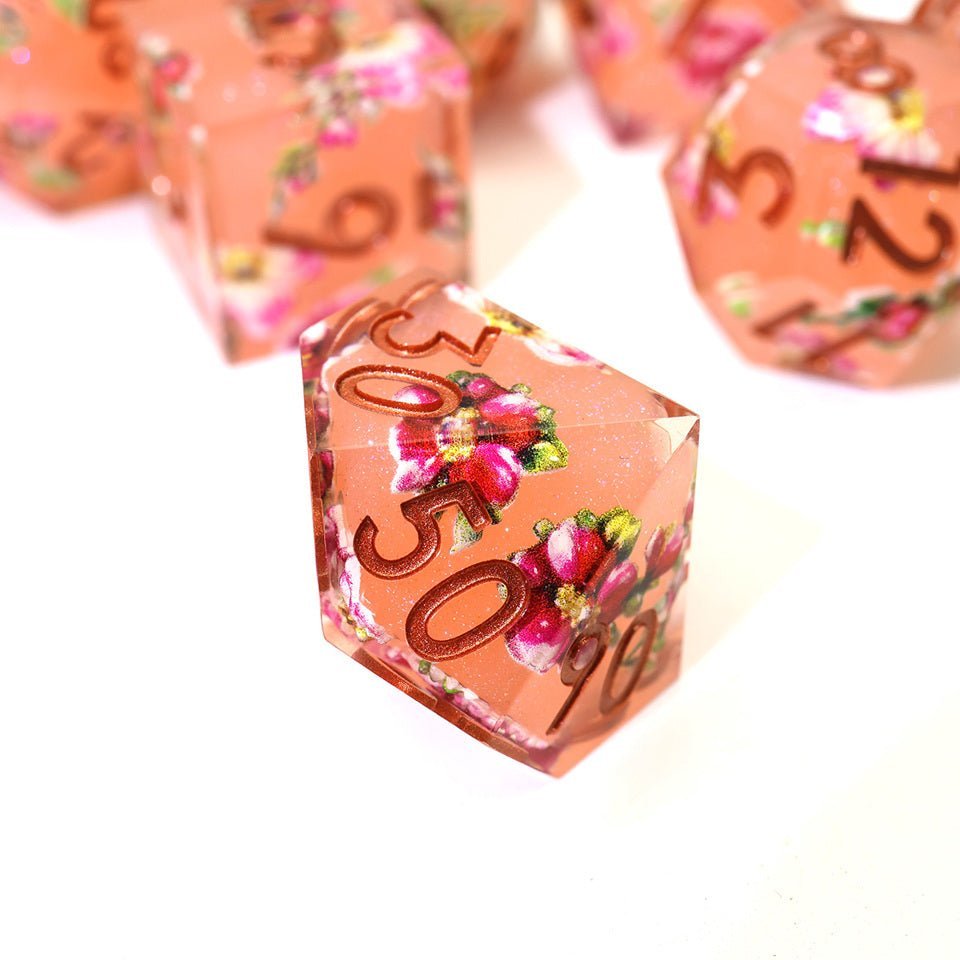 Peach Tea | Art Core Dice| 7 Piece Set - Tabletop Dominion - We Print Miniatures