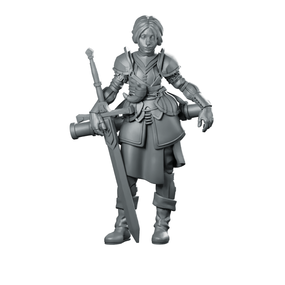 9 Philomena Miniature Armored Female Greatsword Soldier - RN Estudio - We Print Miniatures