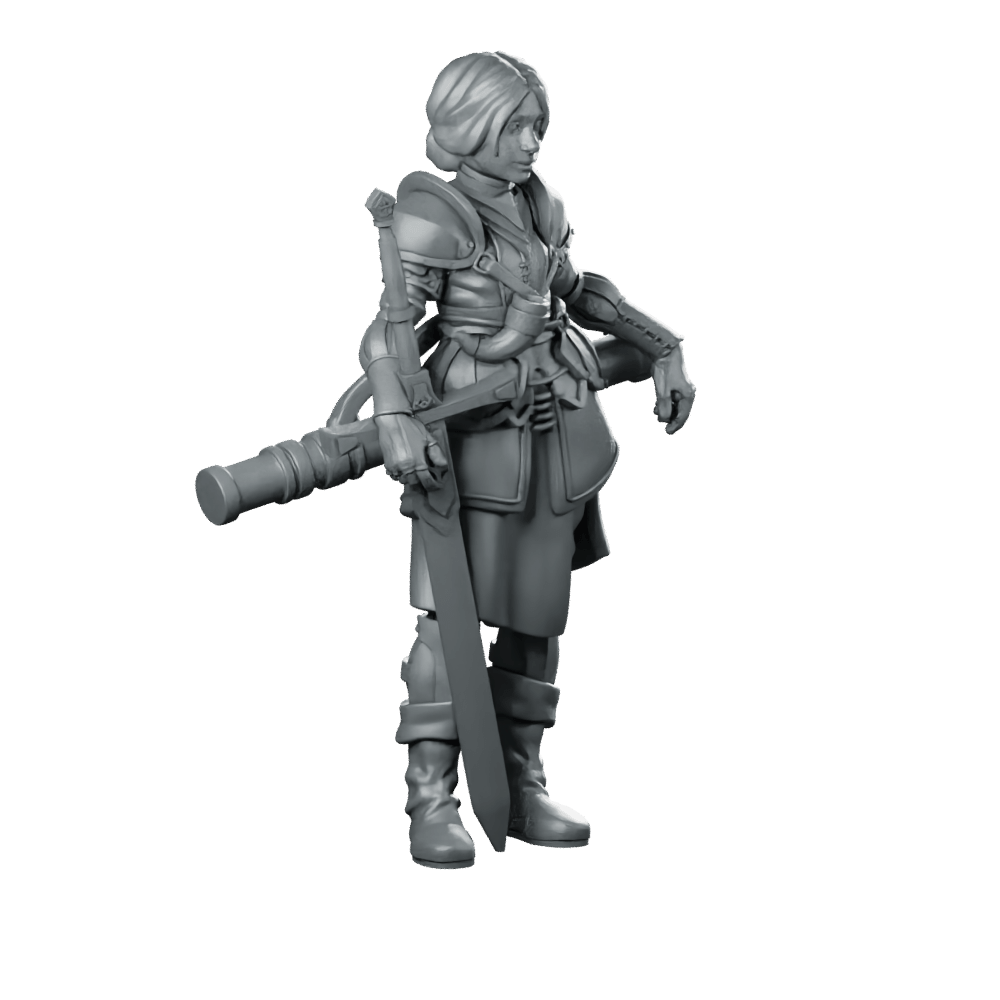 9 Philomena Miniature Armored Female Greatsword Soldier - RN Estudio - We Print Miniatures