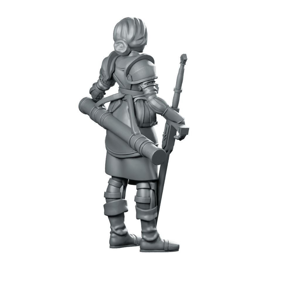9 Philomena Miniature Armored Female Greatsword Soldier - RN Estudio - We Print Miniatures