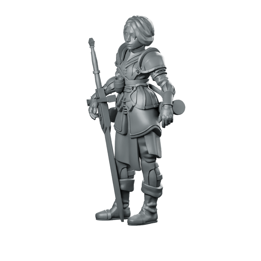 9 Philomena Miniature Armored Female Greatsword Soldier - RN Estudio - We Print Miniatures