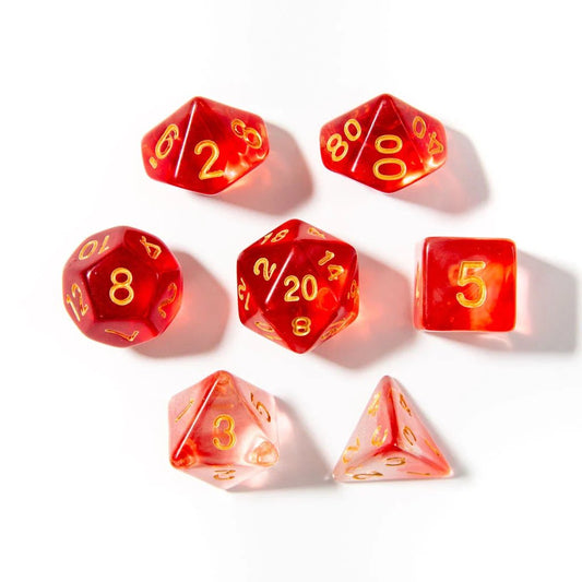 Phoenix Flame | Acrylic Dice | 7 Piece Set - Tabletop Dominion - We Print Miniatures