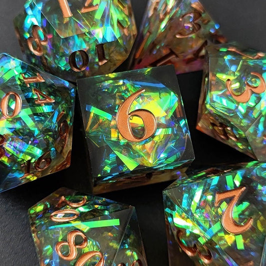 Phoenix Glint | Sharp Edge Dice | 7 Piece Set - Tabletop Dominion - We Print Miniatures