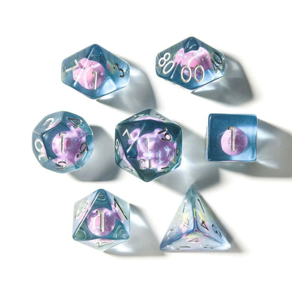 Pink Mushies | Resin Inclusion Dice | 7 Piece Set - Tabletop Dominion - We Print Miniatures