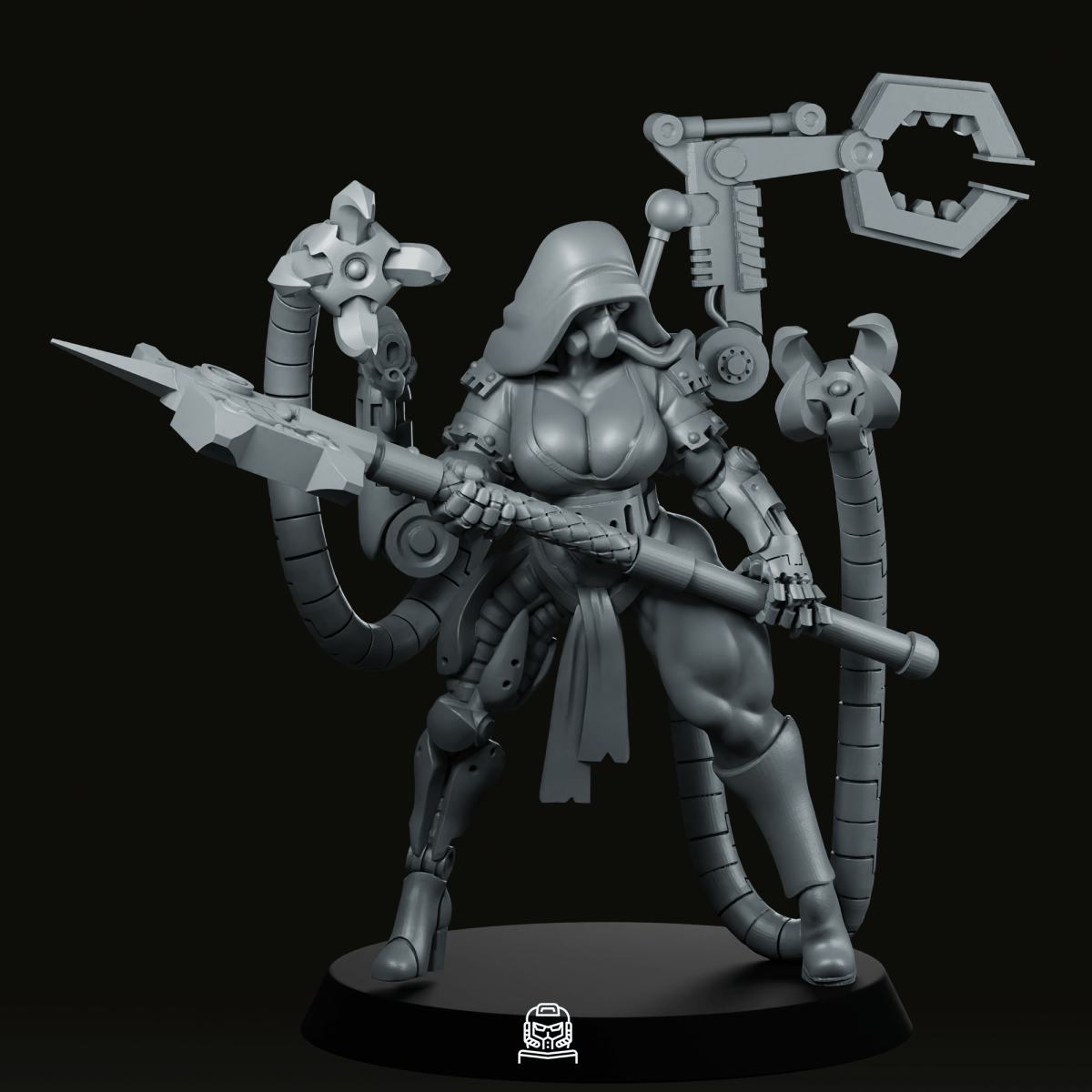 Pinup Cyborg Engineer Miniature - Across The Realms - We Print Miniatures