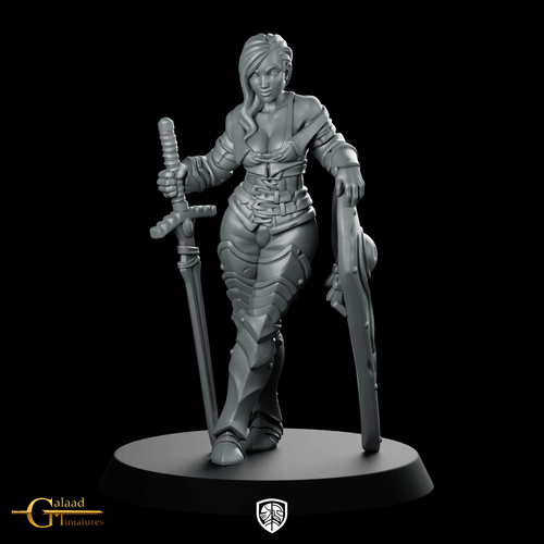 Pinup Knight Miniature Shieldmaiden Warrior - Galaad - We Print Miniatures