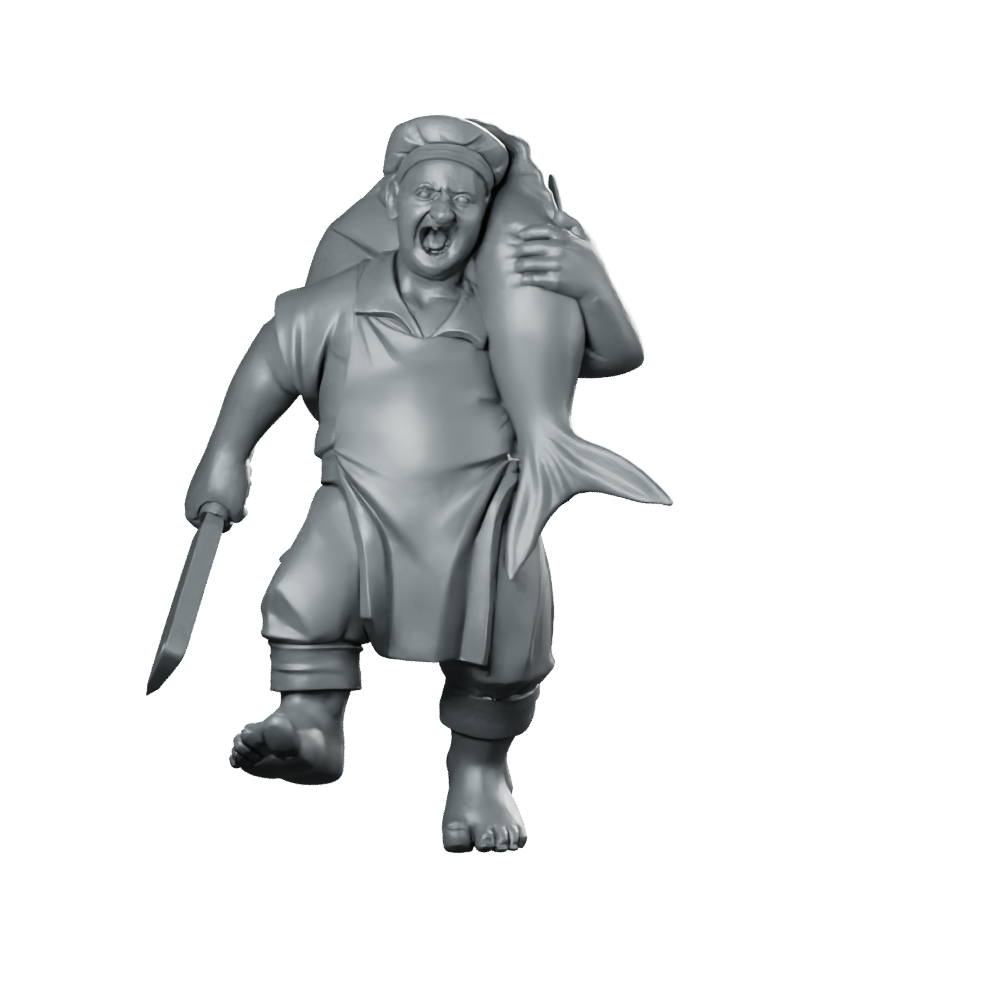 Pirate Cook Miniature Fishmonger Vendor Miniature 360 Spin 01