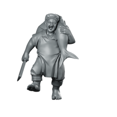 Pirate Cook Miniature Fishmonger Vendor Miniature 360 Spin 01
