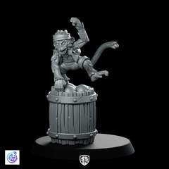 Pirate Monkey Miniature Barrel Deck Prankster Familiar - CastNPlay - We Print Miniatures
