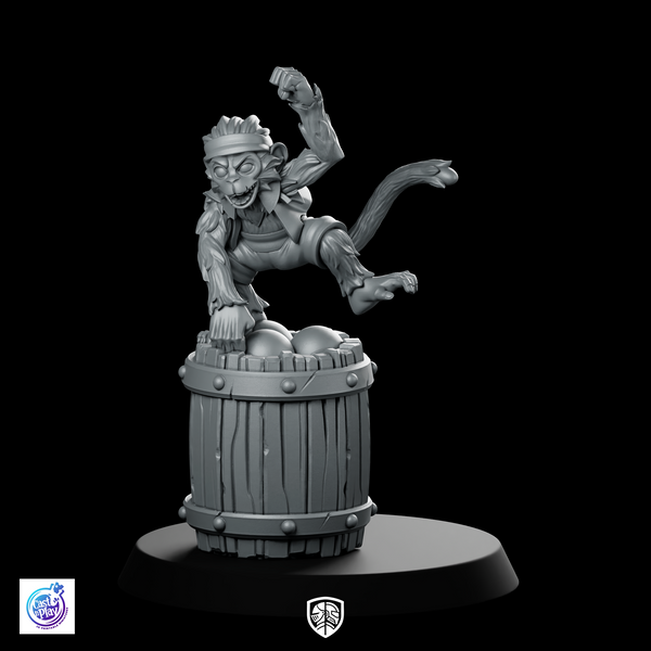 Pirate Monkey Miniature Barrel Deck Prankster Familiar