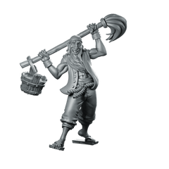 Pirate Swabber Miniature Deckhand Mop Bucket Crewman - CastNPlay - We Print Miniatures