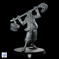 Pirate Swabber Miniature Deckhand Mop Bucket Crewman - CastNPlay - We Print Miniatures