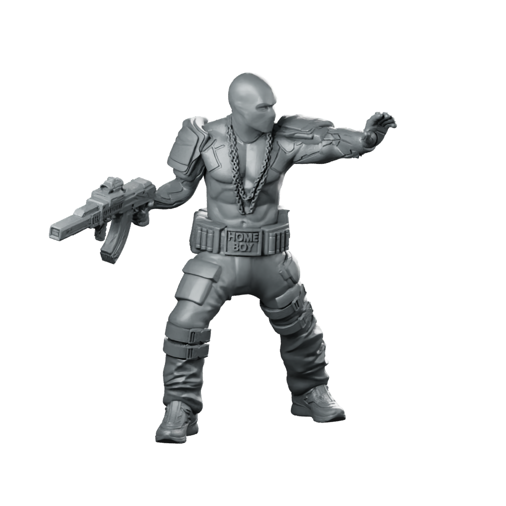 Pitbull 01 Cyberpunk Miniature Armed Enforcer Commander Miniature 360 Spin 01