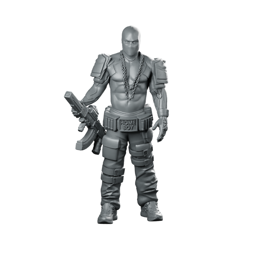 Pitbull 02 Cyberpunk Miniature Ganger Gunner Operative Miniature 360 Spin 01