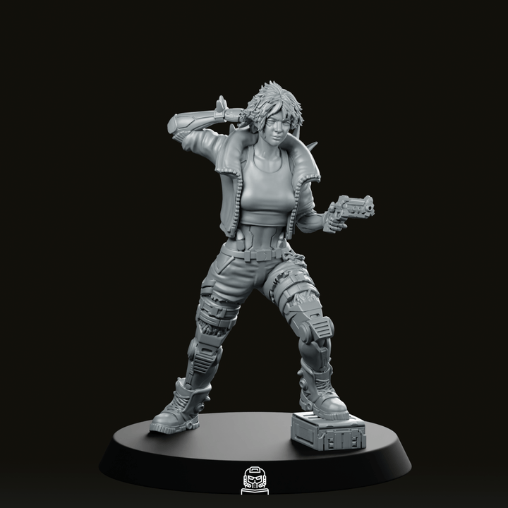 Pix 3l01 Miniatura Cyberpunk Agente Sotto Copertura con Pistola Fantascienza