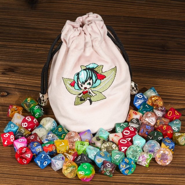 Pixie’s Pouch | Flannel Drawstring Dice Bag | Pink - Tabletop Dominion - We Print Miniatures