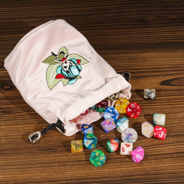 Pixie’s Pouch | Flannel Drawstring Dice Bag | Pink - Tabletop Dominion - We Print Miniatures