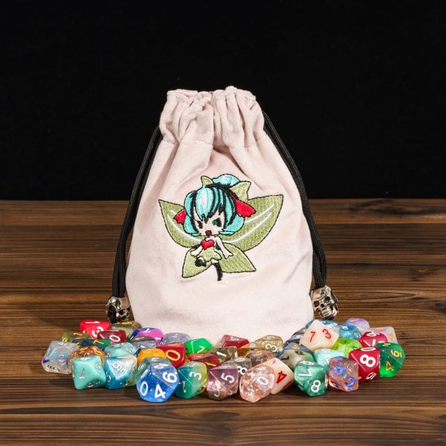 Pixie’s Pouch | Flannel Drawstring Dice Bag | Pink - Tabletop Dominion - We Print Miniatures