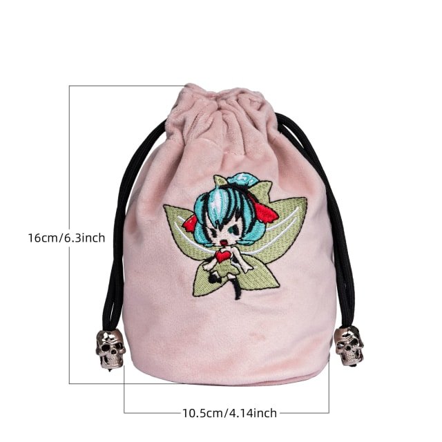 Pixie’s Pouch | Flannel Drawstring Dice Bag | Pink - Tabletop Dominion - We Print Miniatures