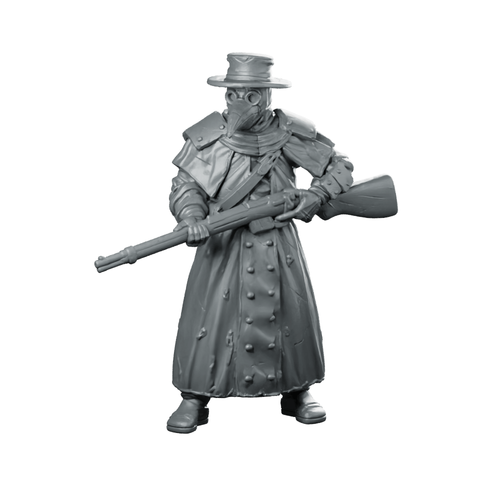 Trench Soldier Plague Pilgrim 1 Miniature Masked Rifleman - Papsikels Miniatures - We Print Miniatures