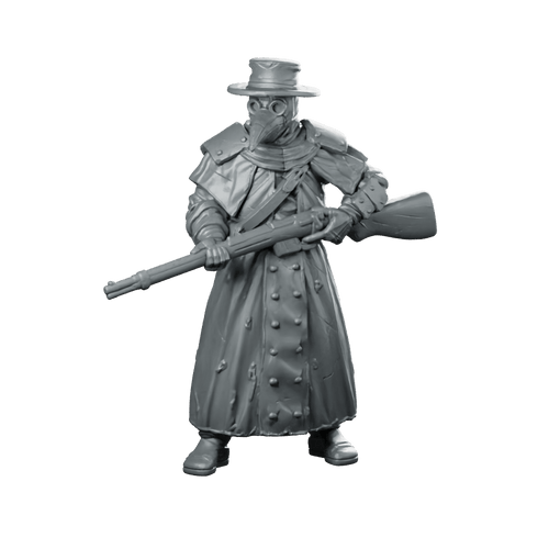 Trench Soldier Plague Pilgrim 1 Miniature Masked Rifleman - Papsikels Miniatures - We Print Miniatures