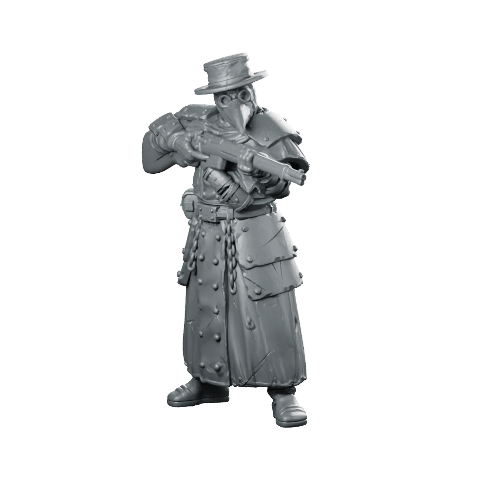 Plague Pilgrim 2 Miniature Masked Enforcer Rifleman - Papsikels Miniatures - We Print Miniatures