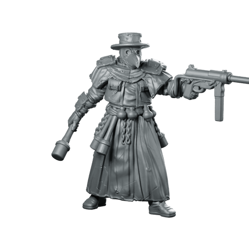 Trench Soldier Plague Pilgrim 3 Miniature Masked Enforcer - Papsikels Miniatures - We Print Miniatures