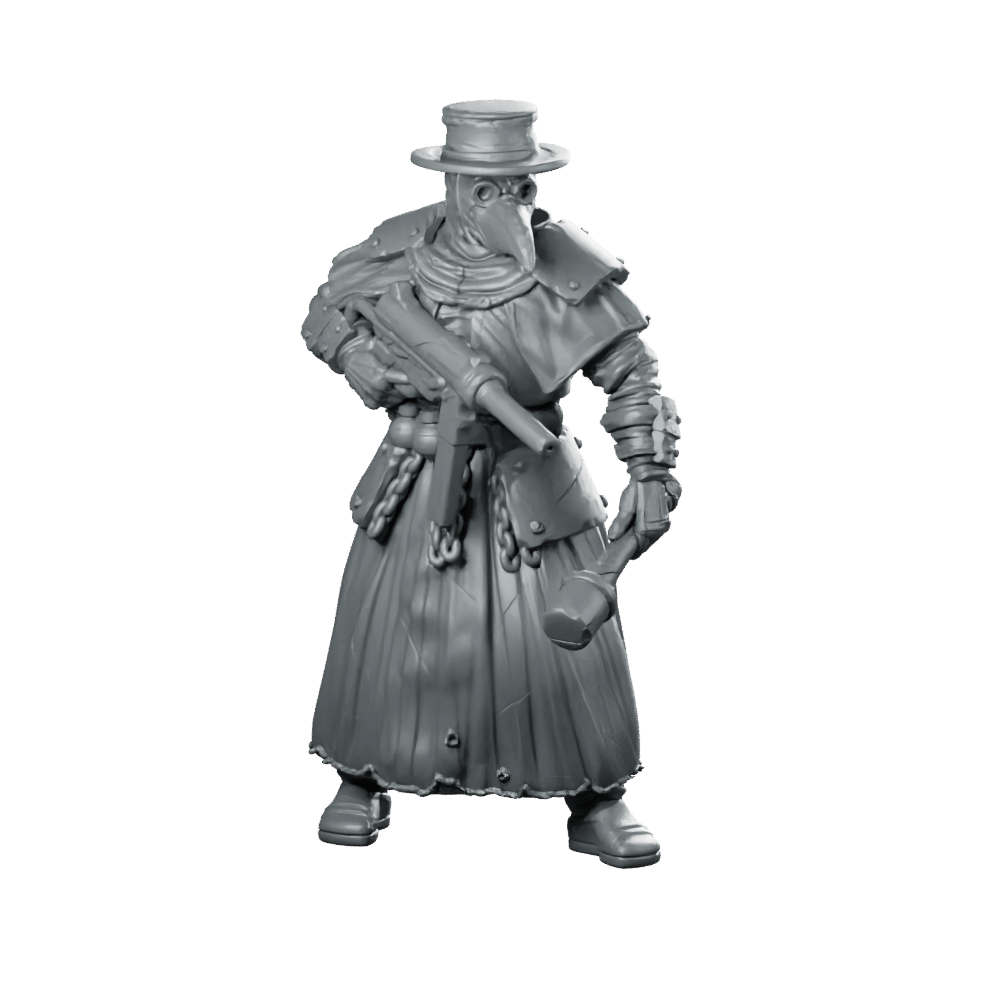 Trench Soldier Plague Pilgrim 4 Miniature Masked - Papsikels Miniatures - We Print Miniatures