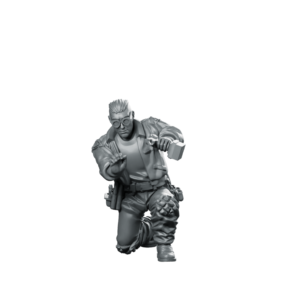 Playboy Space Crew Scientist 2 Miniature Cyberpunk Operative - Papsikels Miniatures - We Print Miniatures