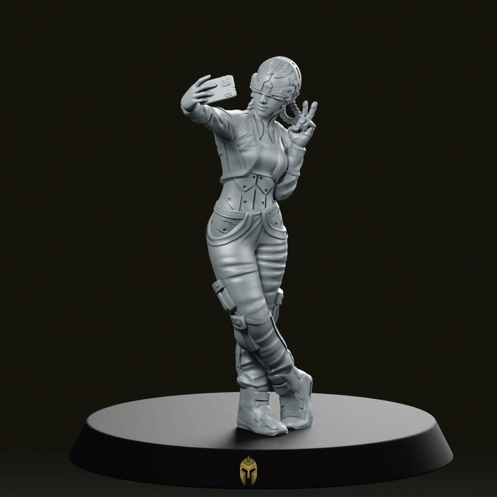 Poppy Cyber Influencer Cyberpunk Miniature Selfie Female Sci-Fi
