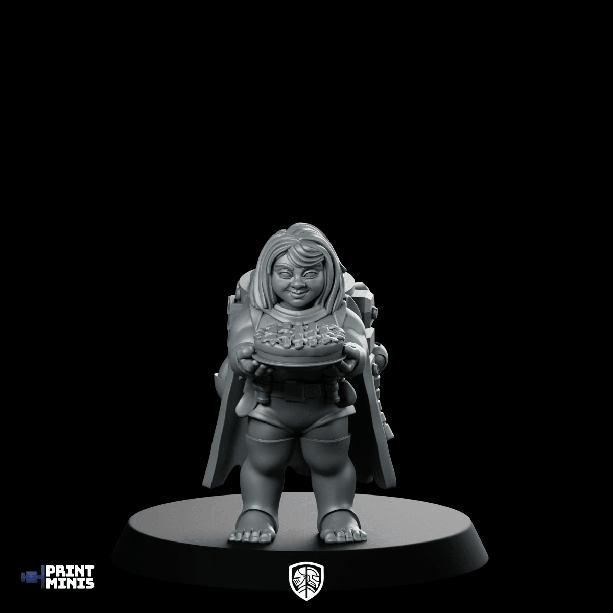 Poppy StubkinBaker Miniature Halfling Cook Pie Platter - Print Minis - We Print Miniatures