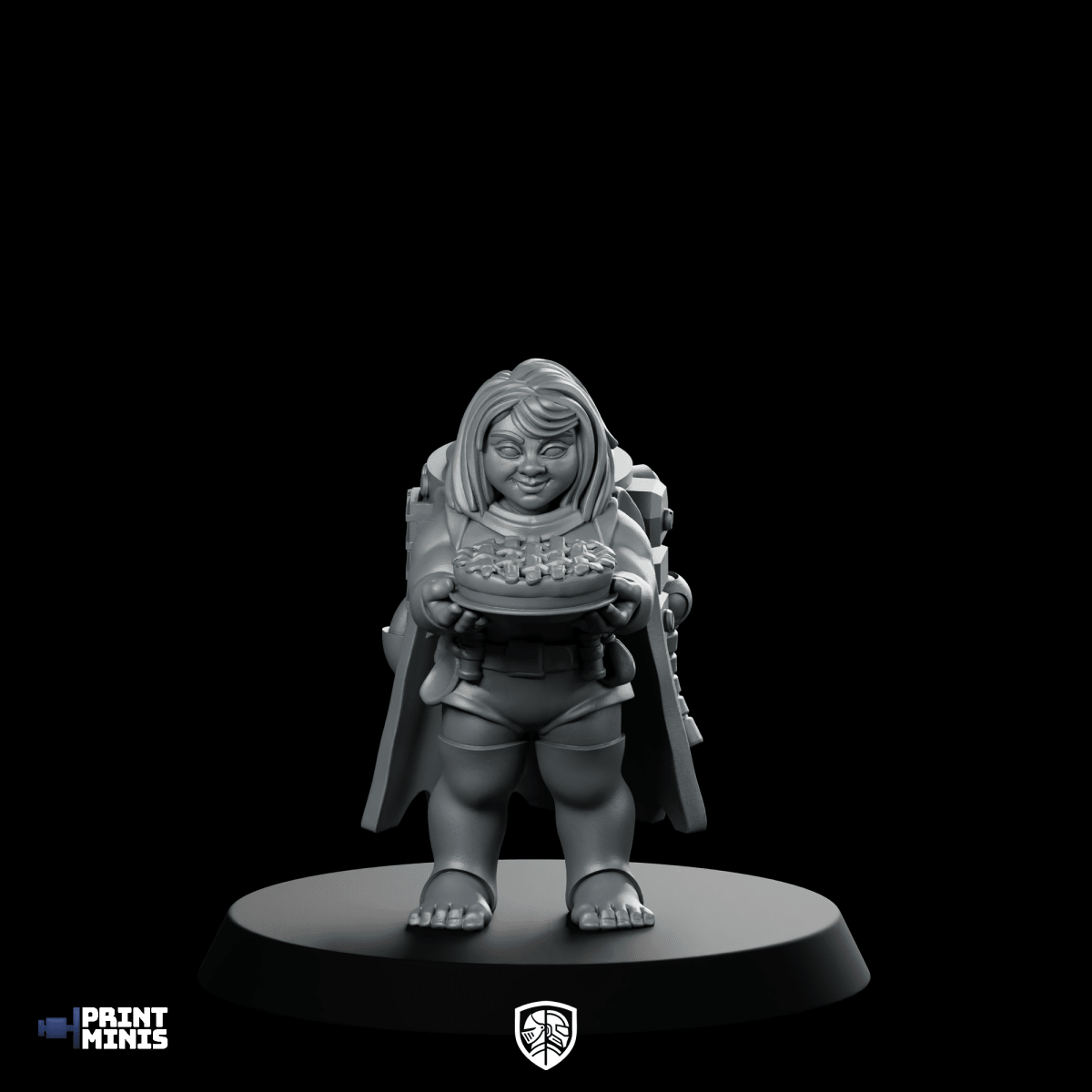 Poppy StubkinBaker Miniature Halfling Cook Pie Platter - Print Minis - We Print Miniatures