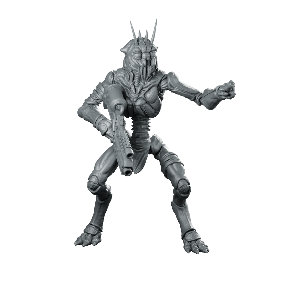 Prawn Outlander Rebel Fighter 3 Miniature Alien Gunner - Papsikels Miniatures - We Print Miniatures
